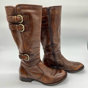 Børn women’s brown leather boots w/ full zip